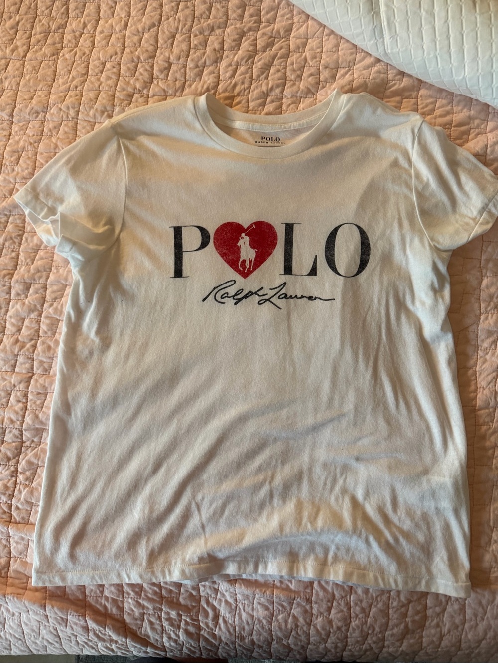 Polo by Ralph Lauren White Short Sleeve Tee with Red Heart Logo